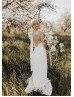 V Neck Ivory Chiffon Simple Boho Wedding Dress